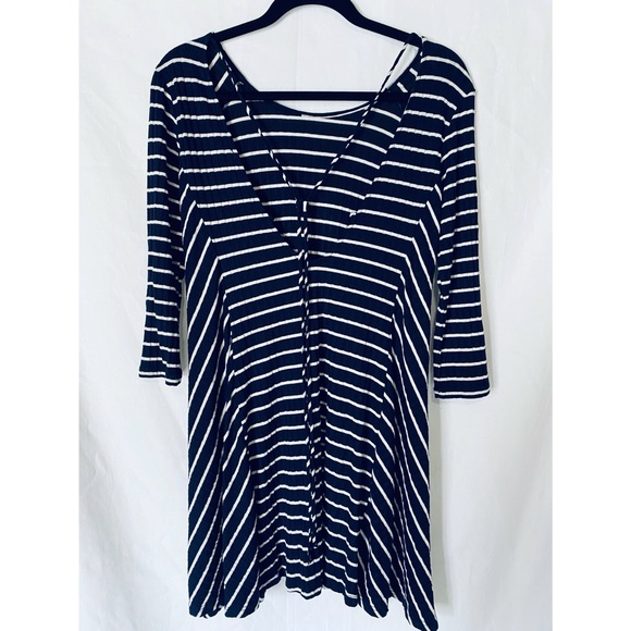 Lush Navy Blue Striped Dress - Picture 9 of 12